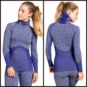 Odlo Performance Evolution Warm Leopard Print Base Layer Hooded Face Mask Sz XL